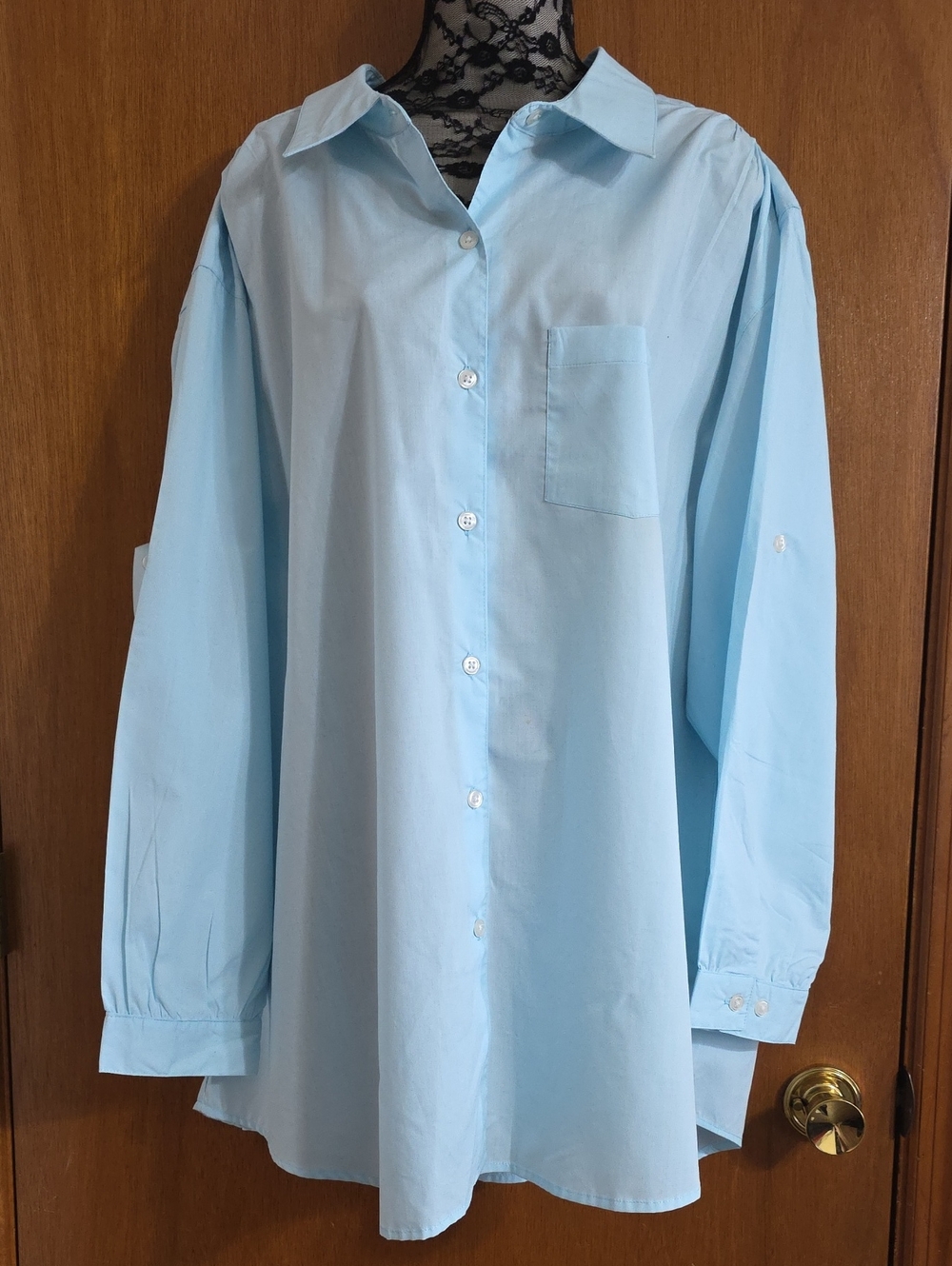 Appleseed's Light Blue Womens Button-Up Shirt - Classic Long-Sleeve 3X